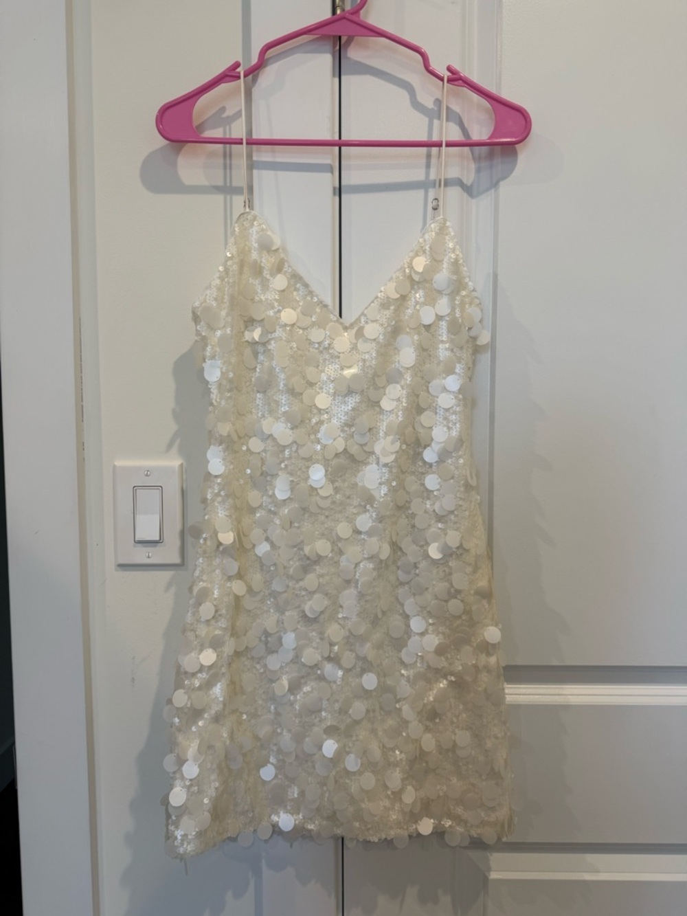 Meshki Romilly White Sequin Mini Dress
